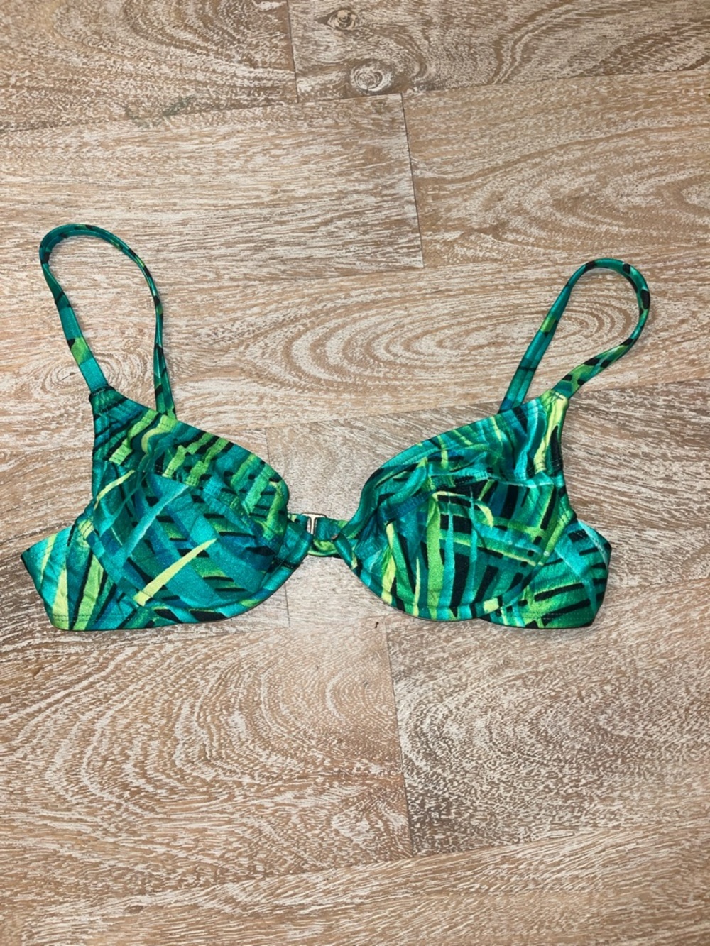 Baja Blue Vintage Green Black Bikini Swimsuit Top